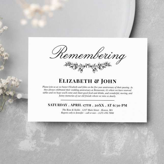 Black Greenery Joint Remembering Death Anniversary Invitation (Creator Uploaded)