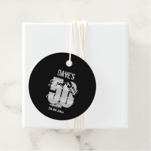 Black Grey 50th Any Birthday Party Personalised  Favour Tags