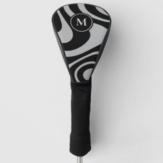Black Grey Abstract Design Custom Initial Driver Golf Head Cover