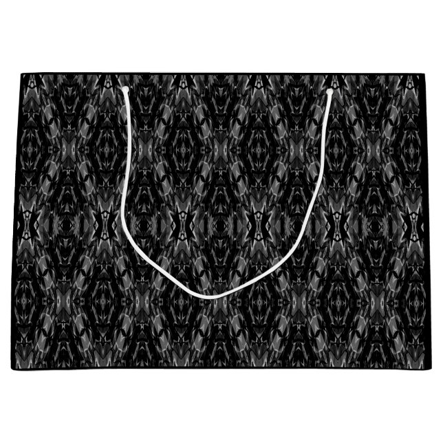 Black grey abstract geometry pattern  large gift bag (Front)