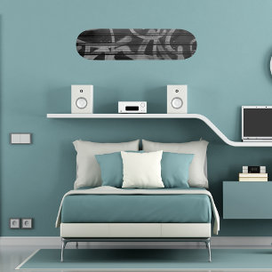 Black grey abstract grafitti pattern skateboard