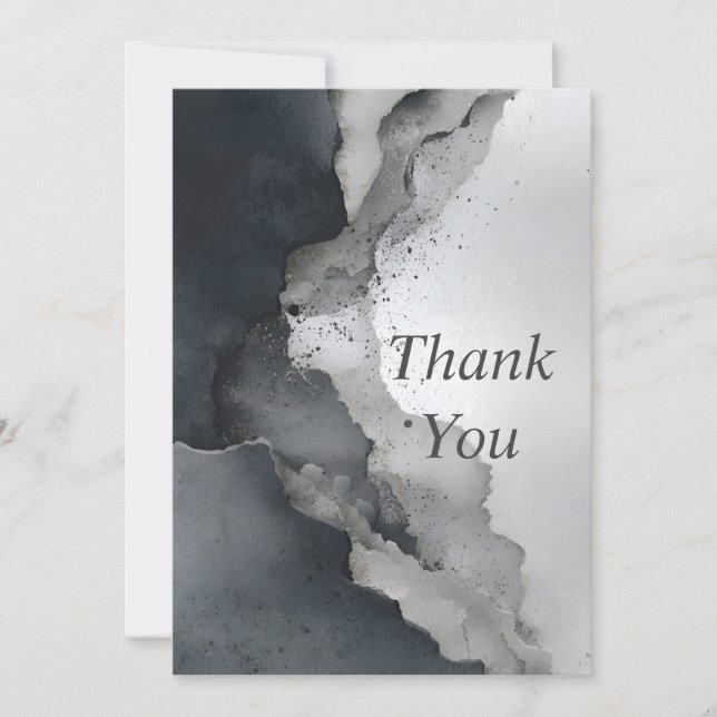 Black & Grey Abstract Thank You Card (Front)