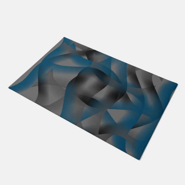 Black grey and blue ripples, with gradient parts   doormat (Angled)