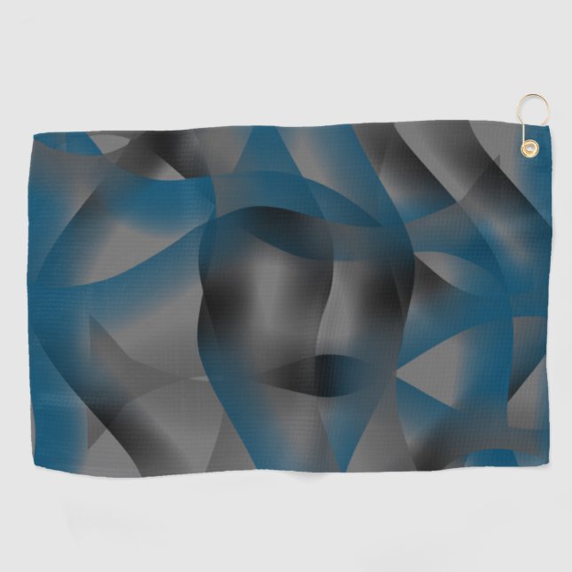 Black grey and blue ripples, with gradient parts   golf towel (Horizontal)
