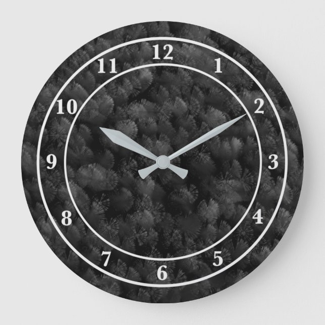 Black Grey And Colourful Fireworks Display Abstrac Large Clock (Front)