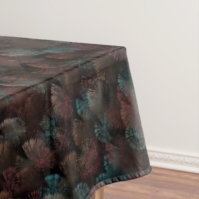Black Grey And Colourful Fireworks Display Abstrac Tablecloth (In Situ)