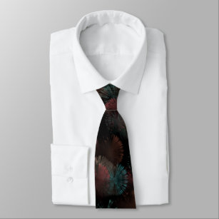 Black Grey And Colourful Fireworks Display Abstrac Tie