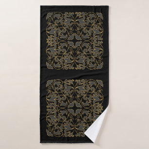 Black, Grey and Gold Bath Towel