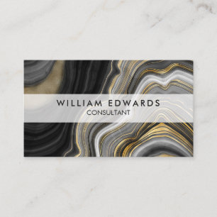 Black Grey and Gold Marble Stone Business Card