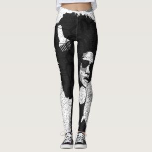 Black, grey and graffiti afro leggings