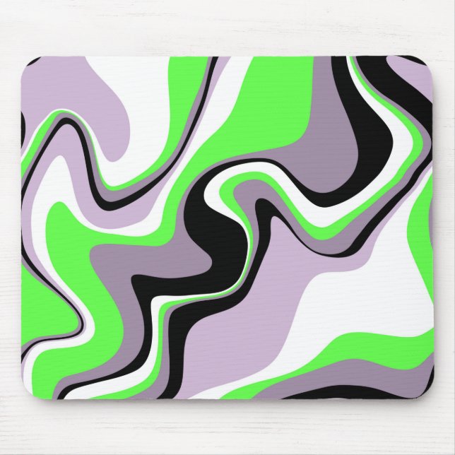 Black, Grey and Neon Green Fluid Abstract  Mouse Mat (Front)