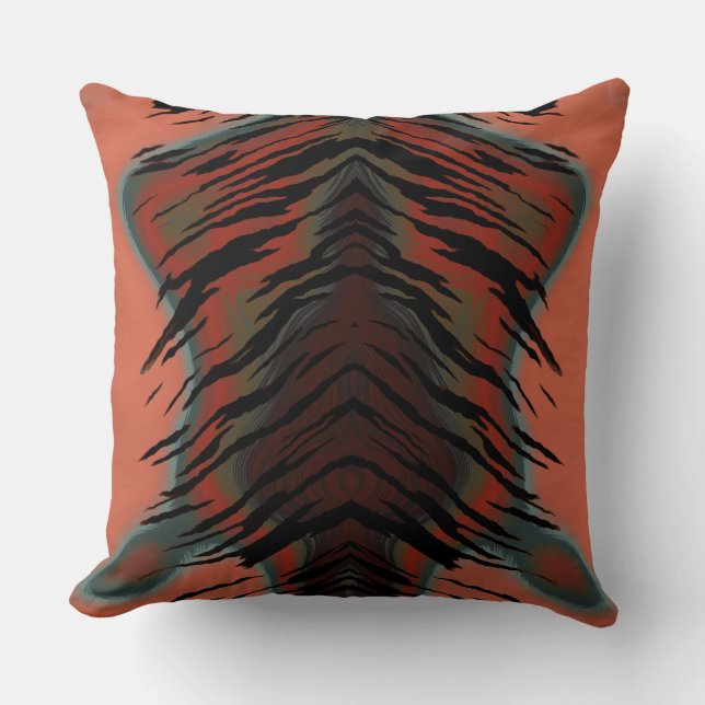 Black, grey and orange Tiger Abstract Cushion (Front)