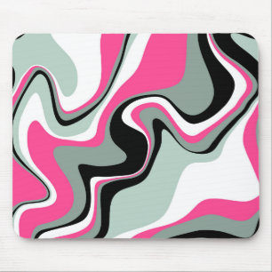 Black, Grey and Pink Fluid Abstract Mouse Mat
