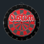 Black, Grey and Red Colour White Outlined Text Dartboard<br><div class="desc">Black,  Grey and Red Colour White Outlined Custom Text Dartboard Game Including 6 Brass Darts - Personalise to your liking!</div>