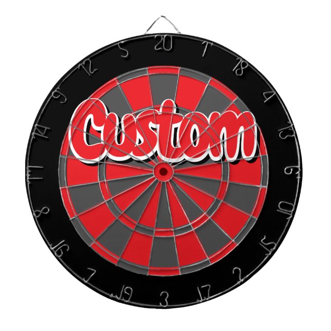 Black, Grey and Red Colour White Outlined Text Dartboard (Front)