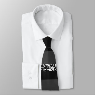 Black Grey and White Abstract Block Stripes Tie