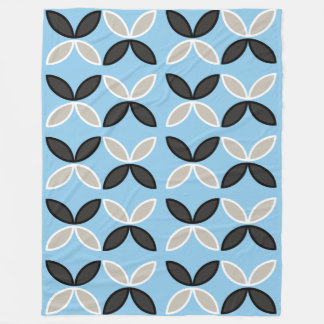 Black grey and white butterfly petals pattern fleece blanket