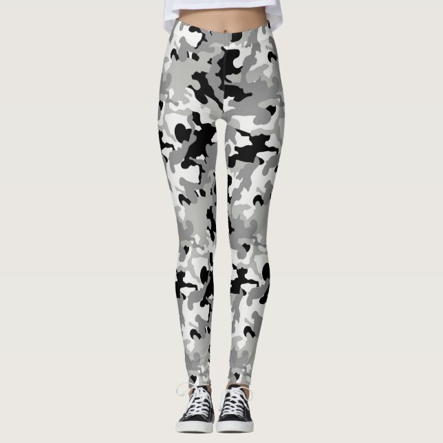 Black Grey and White Camo - Legging (Front)