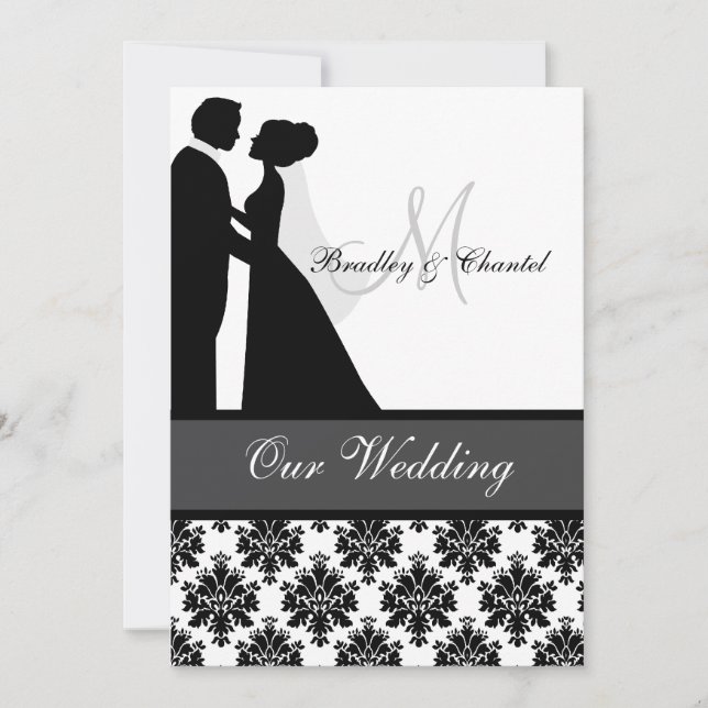 Black, Grey, and White Couple Wedding Invitation (Front)