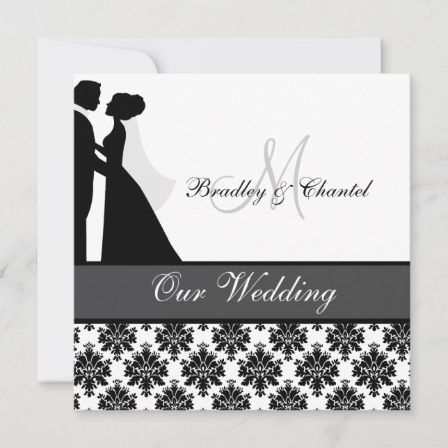 Black, Grey, and White Couple Wedding Invitation (Front)