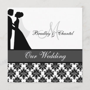 Black, Grey, and White Couple Wedding Invitation