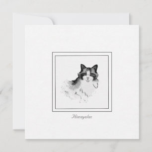 Black, Grey and White Himalayan Cat Flat Note Card