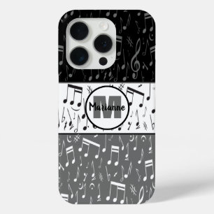 Black grey and white music notes Case-Mate iPhone 15 Pro Case