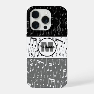 Black grey and white music notes Case-Mate iPhone 15 Pro Case
