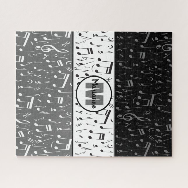 Black grey and white music notes jigsaw puzzle (Horizontal)