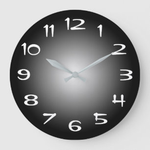 Black Grey and White Radial Gradient Large Clock