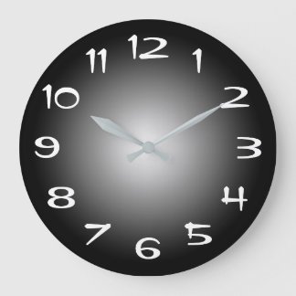 Black Grey and White Radial Gradient Large Clock