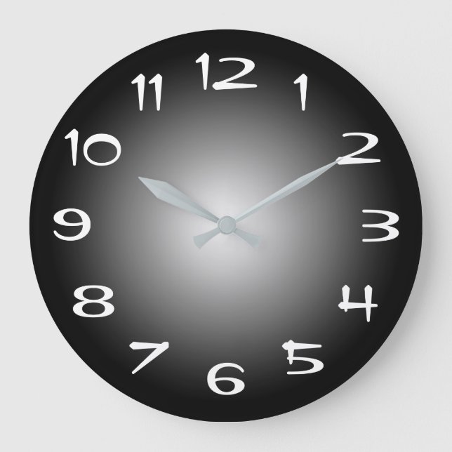 Black Grey and White Radial Gradient Large Clock (Front)