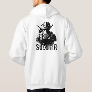 Black Grey and White Simple Minimalist Soldier  Hoodie