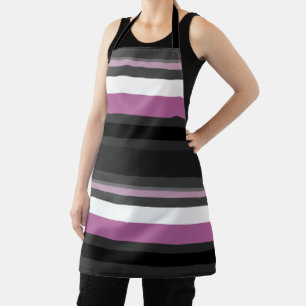 Black, Grey and White Stripes Apron