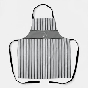 Black, Grey, and White Stripes Apron