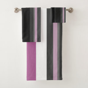 Black, Grey and White Stripes Bath Towel Set