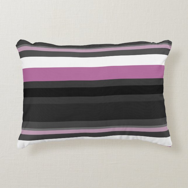 Black, Grey and White Stripes Decorative Cushion (Front)