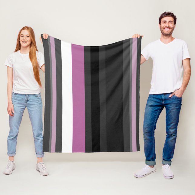 Black, Grey and White Stripes Fleece Blanket (In Situ)