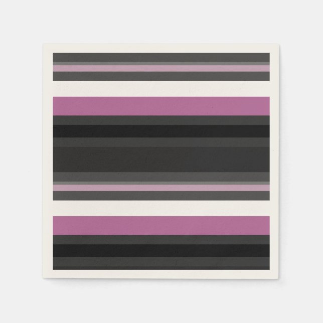 Black, Grey and White Stripes Napkin (Front)