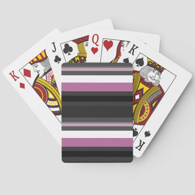 Black, Grey and White Stripes Playing Cards (Back)