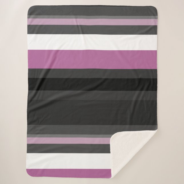 Black, Grey and White Stripes Sherpa Blanket (Front)