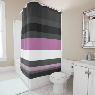 Black, Grey and White Stripes Shower Curtain