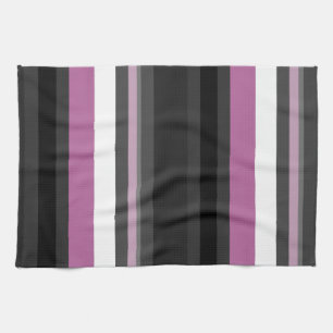 Black, Grey and White Stripes Tea Towel