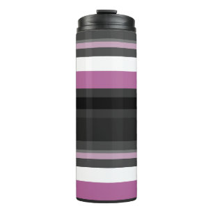 Black, Grey and White Stripes Thermal Tumbler