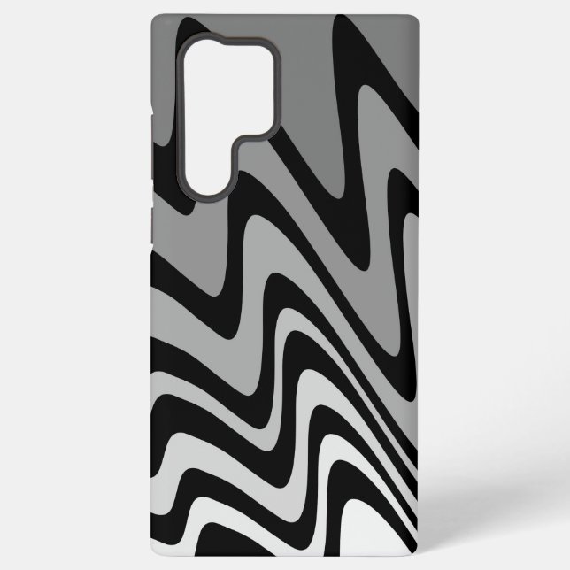 Black, grey and white zigzag samsung galaxy s22 ultra case (Back)