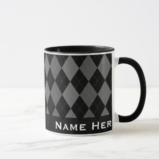 Black/Grey Argyle Fashion Handsome Mug