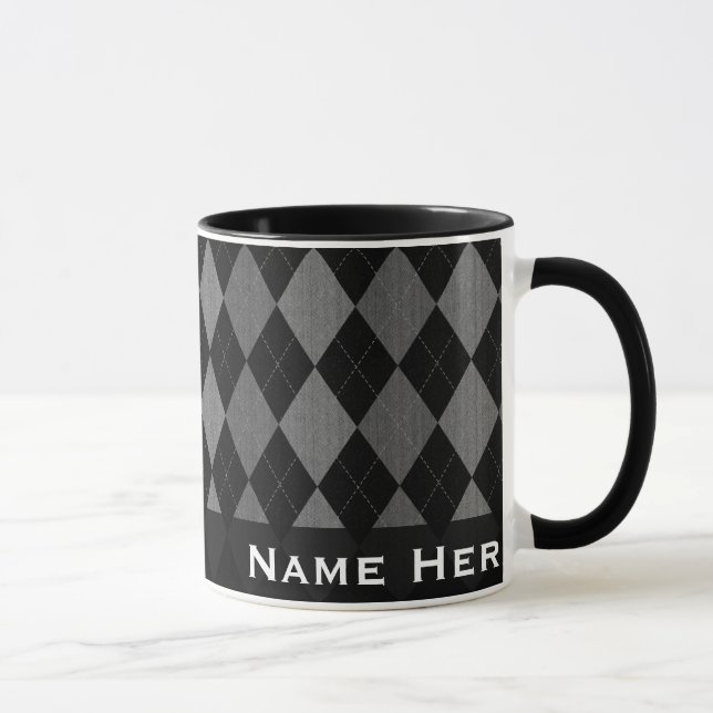 Black/Grey Argyle Fashion Handsome Mug (Right)