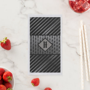 Black & Grey Asymmetrical Striped Geometric Napkin
