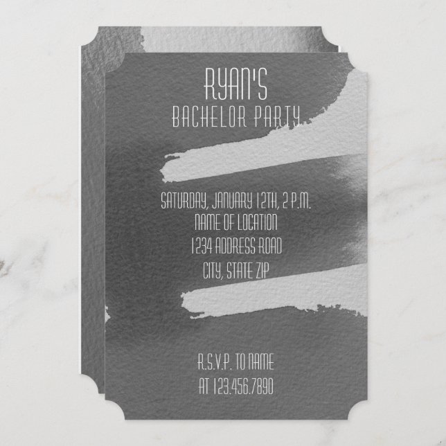 Black & Grey Bachelor Party Invitation (Front/Back)