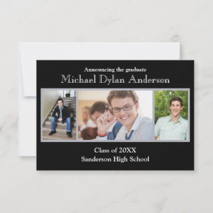 Black/Grey Background -3x5 Graduation Announcement